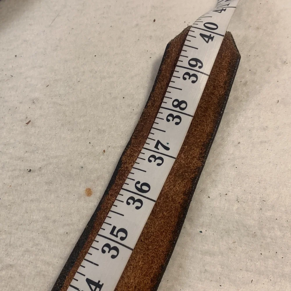 Vintage 70’s Horizon Brown Leather Belt With Brass and Copper Raised Weed Symbol